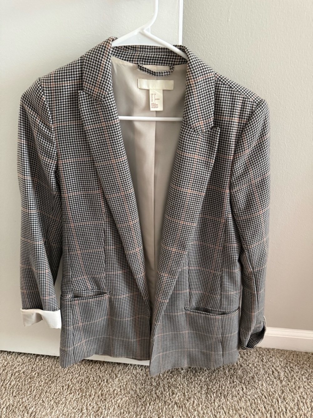 H&M Black and White Checked Blazer